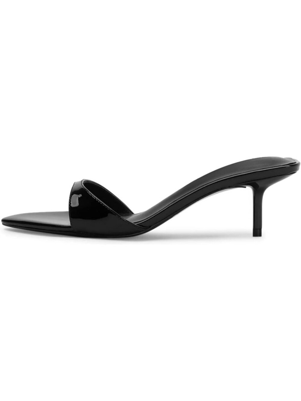 Women's Black Summer Pointed Open Toe Slip on Mules Slingback Kitten Heels Shoes